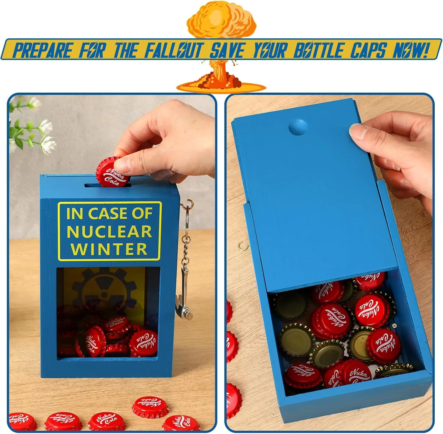 Funny Emergency Caps Stash w/ 30  Nuka Original Red Caps, Funny Gag Gift Box w/Hammer | Hilarious Christmas Gift, Unique Birthday Gifts, Funny Stocking Stuffers for Men and Women