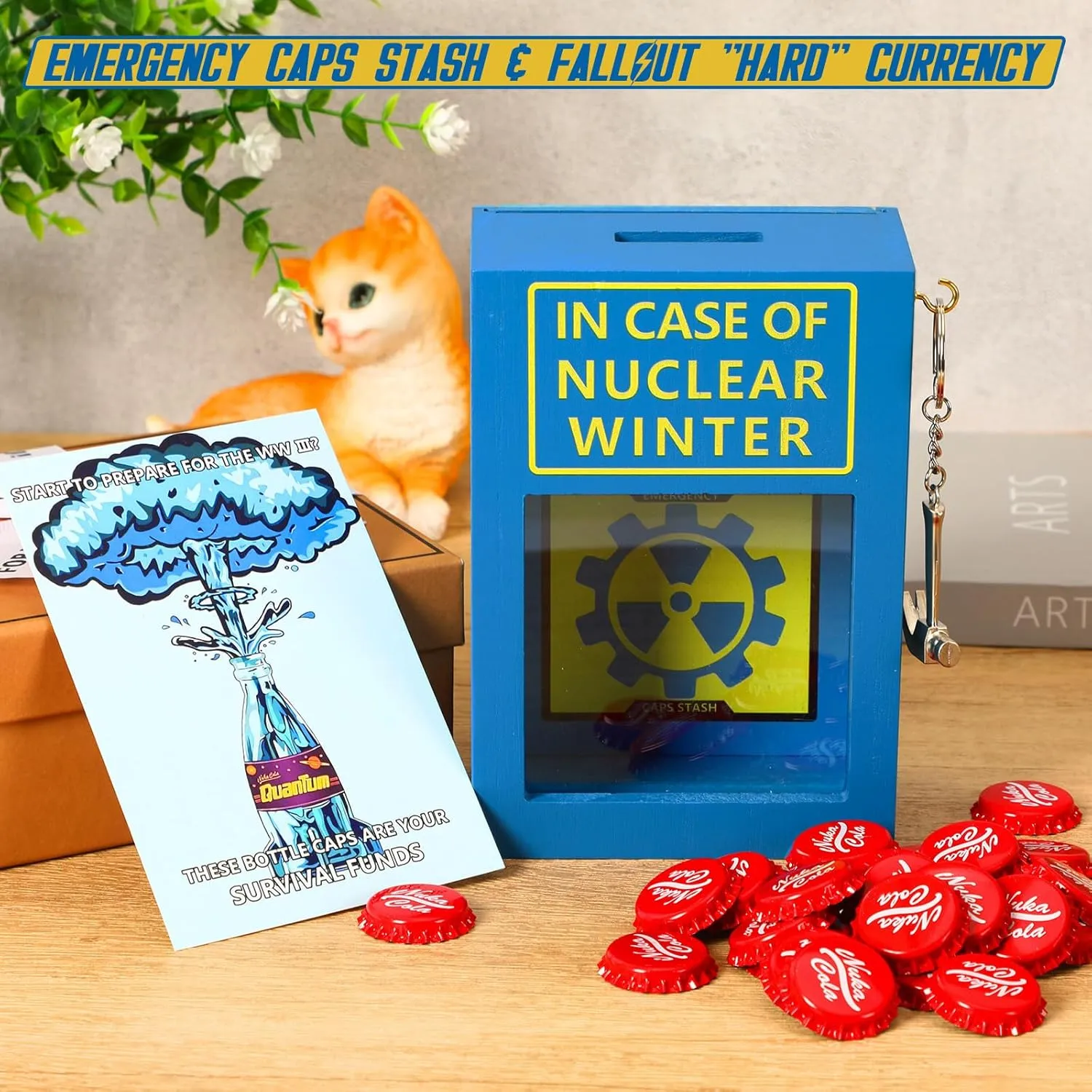 Funny Emergency Caps Stash w/ 30  Nuka Original Red Caps, Funny Gag Gift Box w/Hammer | Hilarious Christmas Gift, Unique Birthday Gifts, Funny Stocking Stuffers for Men and Women