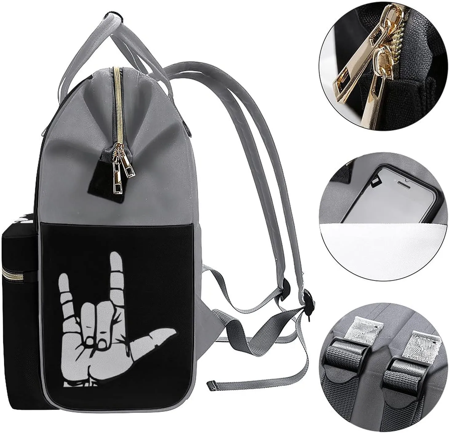 FunnyStar ASL American Sign Language I Love You Women's Laptop Backpack Travel Nurse Shoulder Bag Casual Mommy Daypack