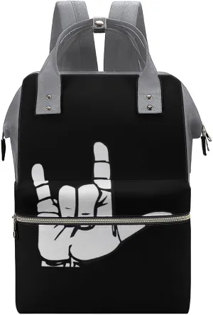 FunnyStar ASL American Sign Language I Love You Women's Laptop Backpack Travel Nurse Shoulder Bag Casual Mommy Daypack