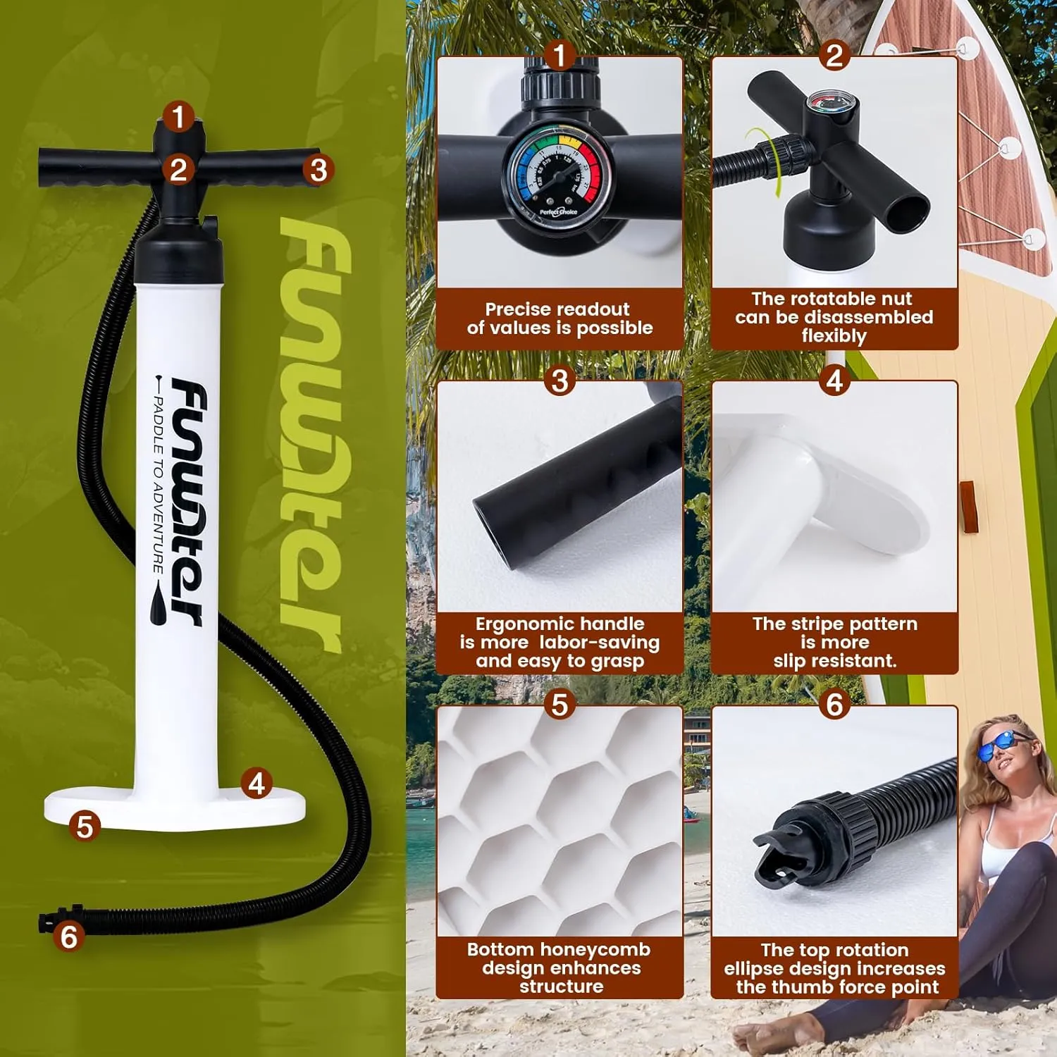 FunWater Inflatable Stand Up Paddle Board with Premium SUP Paddleboard Accessories, Wide Stable Anti-Slip EVA Deck, 11'/10'6" Paddle Boards for Adults & Youth of All Skill Levels