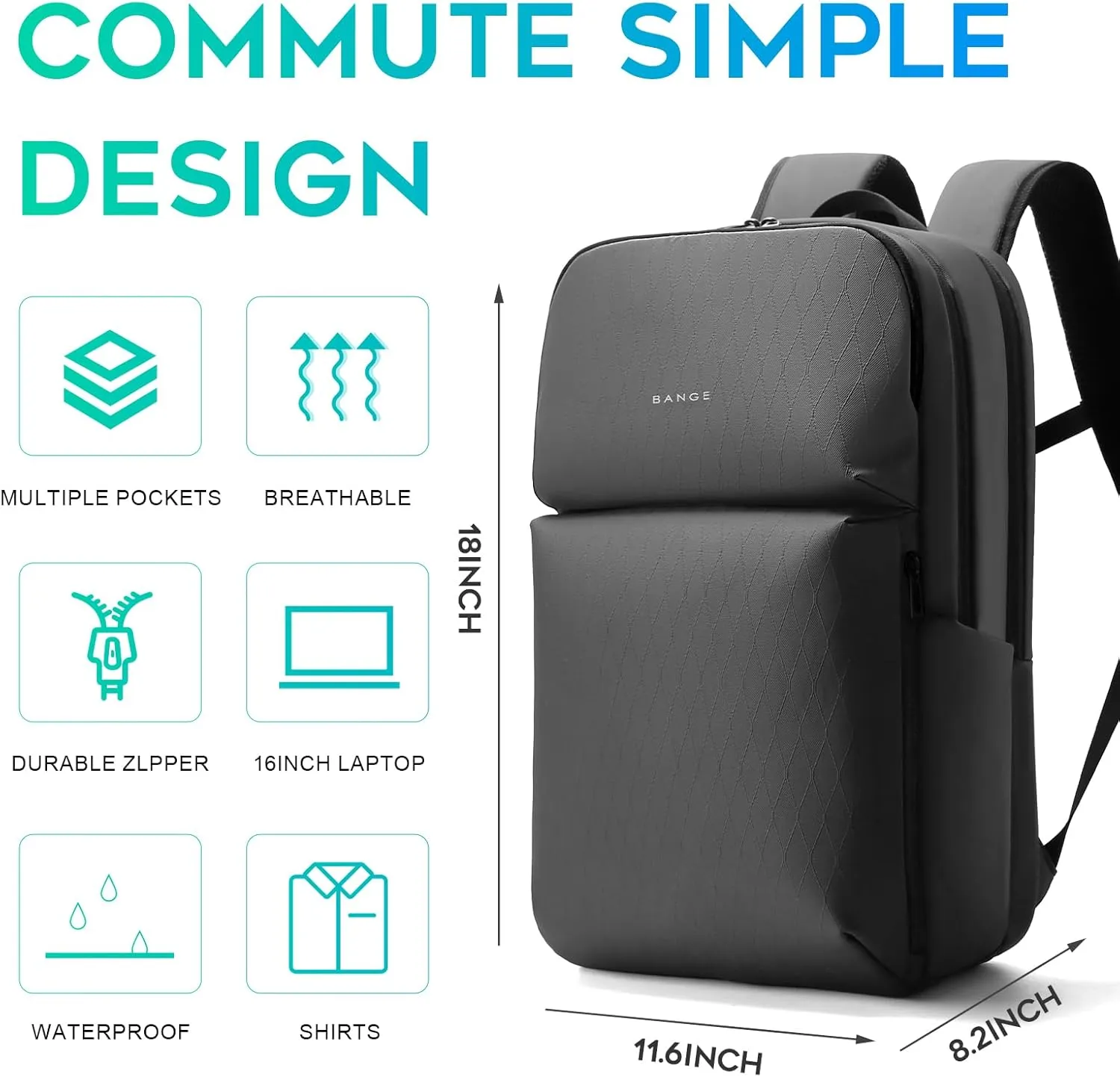 FUTURE AESTHETICS Smart Waterproof Travel Backpack Business Flight Approved Carry on Backpack for Men Women ，Large Capacity Laptop Backpack，Water Resistant Computer Backpack Fits 16 Inch Laptop (Grey)