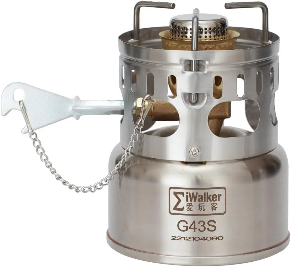 G43S Portable Camping Backpacking Stove | Outdoor Gasoline Stove Silent Burner| With Spare Valve Parts BURNER JET NOZZLE NEEDLE for Hiking Travel Picnic Emergency