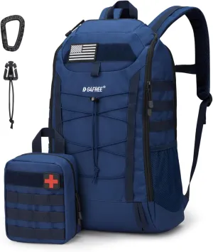 G4Free 45L Military Tactical Backpack 3 Day Assault Survival Molle Pack for Hiking Camping Traveling(Dark Blue)