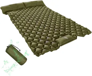 GaRcan Inflatable Sleeping Mattress Double Camping Mat with Pillow, Inflatable Sleeping Mat Ultralight Inflating Camping Mat, Sleeping Pad with Built-in Air Pump, Ultralight and Small Pack S