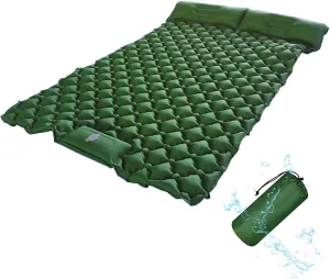 GaRcan Inflatable Sleeping Mattress Double Camping Mat with Pillow, Waterproof and Moisture-Proof Roll Mats, Sleeping Pad with Built-in Air Pump, Ultralight and Small Pack Size, for Hikin