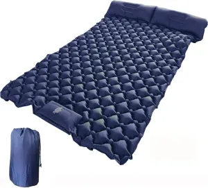 GaRcan Inflatable Sleeping Mattress Double Camping Mat with Pillow, Waterproof and Moisture-Proof Roll Mats, Sleeping Pad with Built-in Air Pump, Ultralight and Small Pack Size, for Hikin