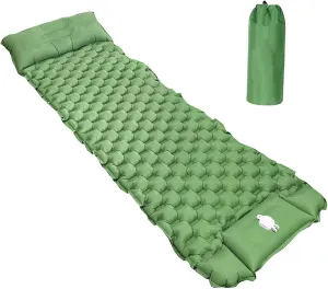 GaRcan Inflatable Sleeping Mattress Self Inflating Mattress Camping, Inflatable Sleeping Mat for Outdoor, Ultralight Camping Mattress with Pillow, Sleeping Pad with Built-in Air Pump (Gre