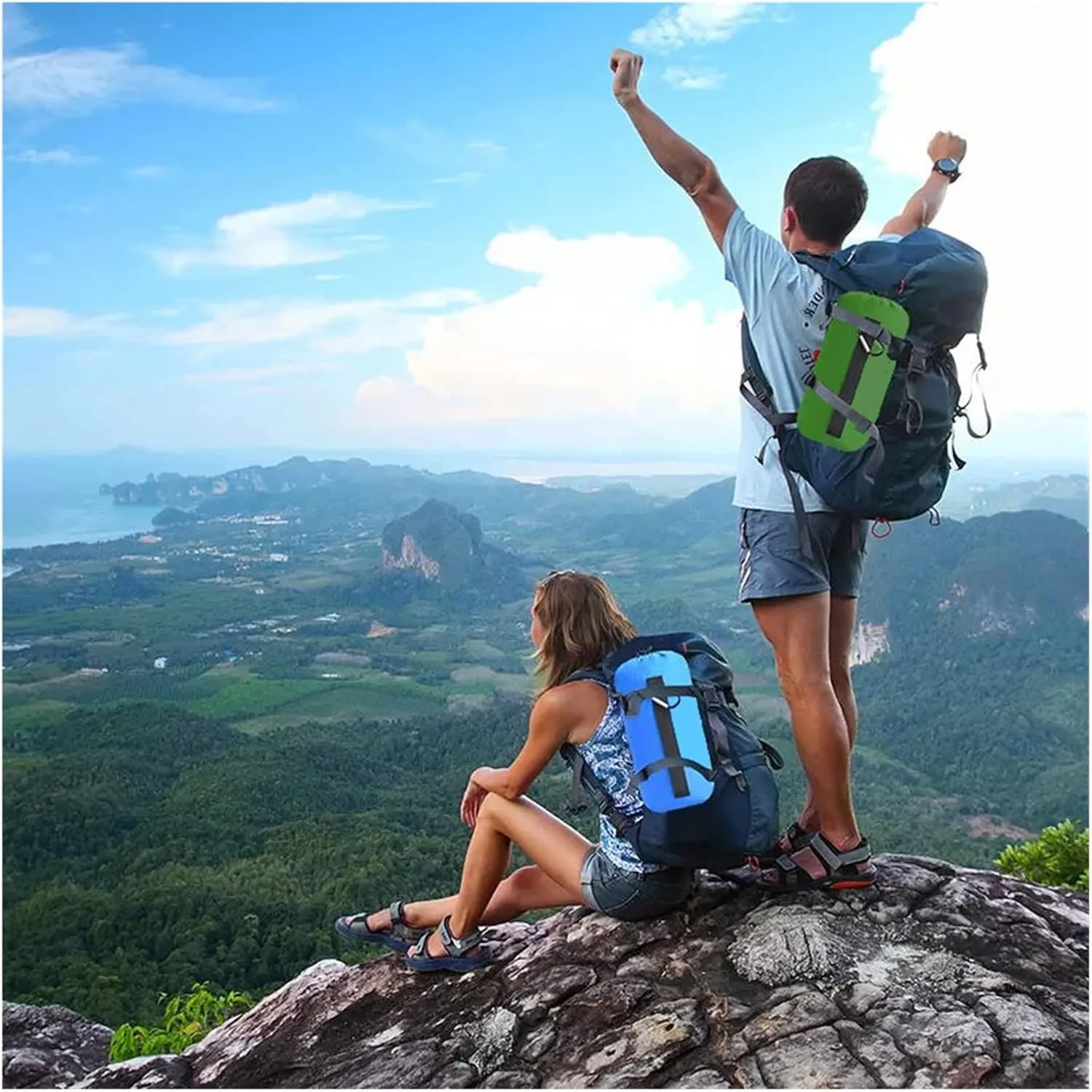 GaRcan Outdoor Camping Mat Double Inflatable Sleeping Pad Extra Wide Tent Sleeping Pad Portable Ultralight Air Mattress Bed for Hiking (B)