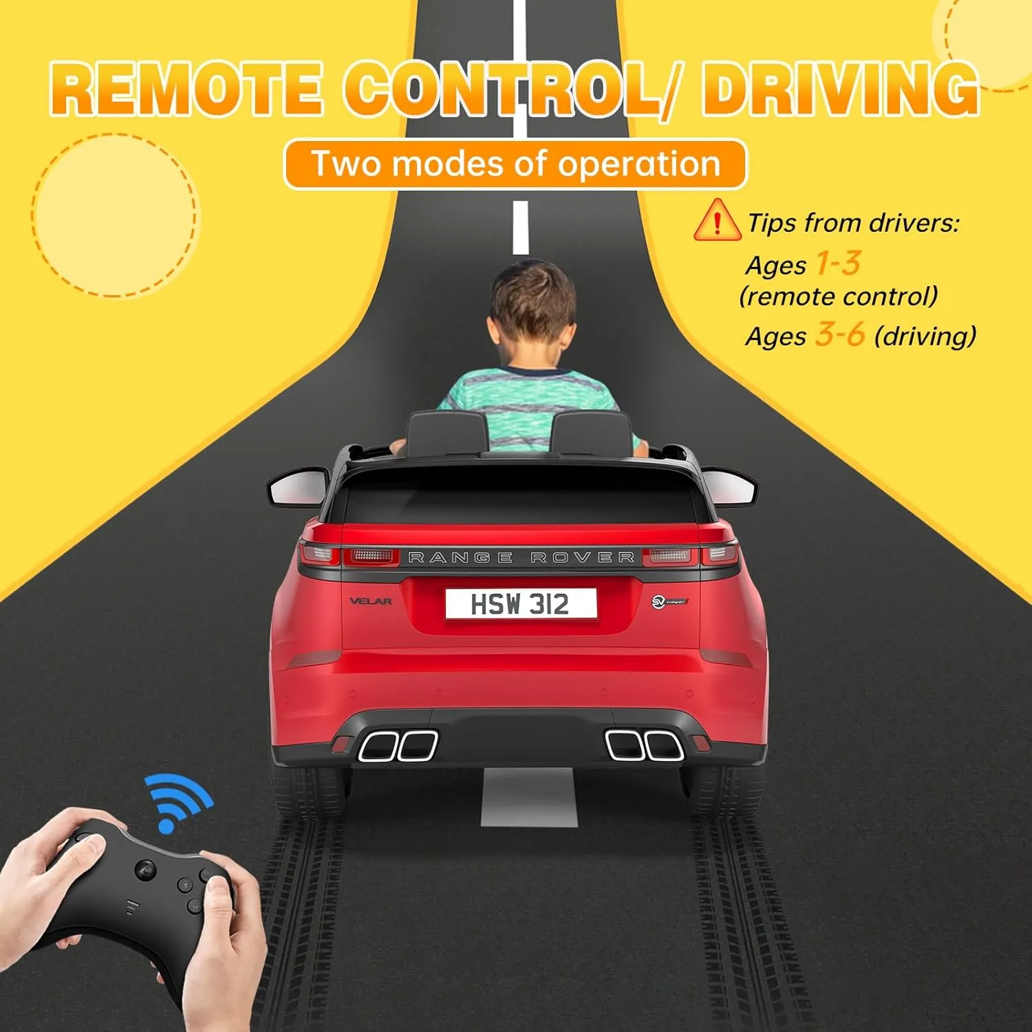 Garvee Kids Electric Car with Remote Control, Licensed Land Rover Ride On Truck Toy for Ages 37 Months  w/Parent Remote, Rocking Mode, MP3 Player & Safety Belt | Birthday/Xmas Gift