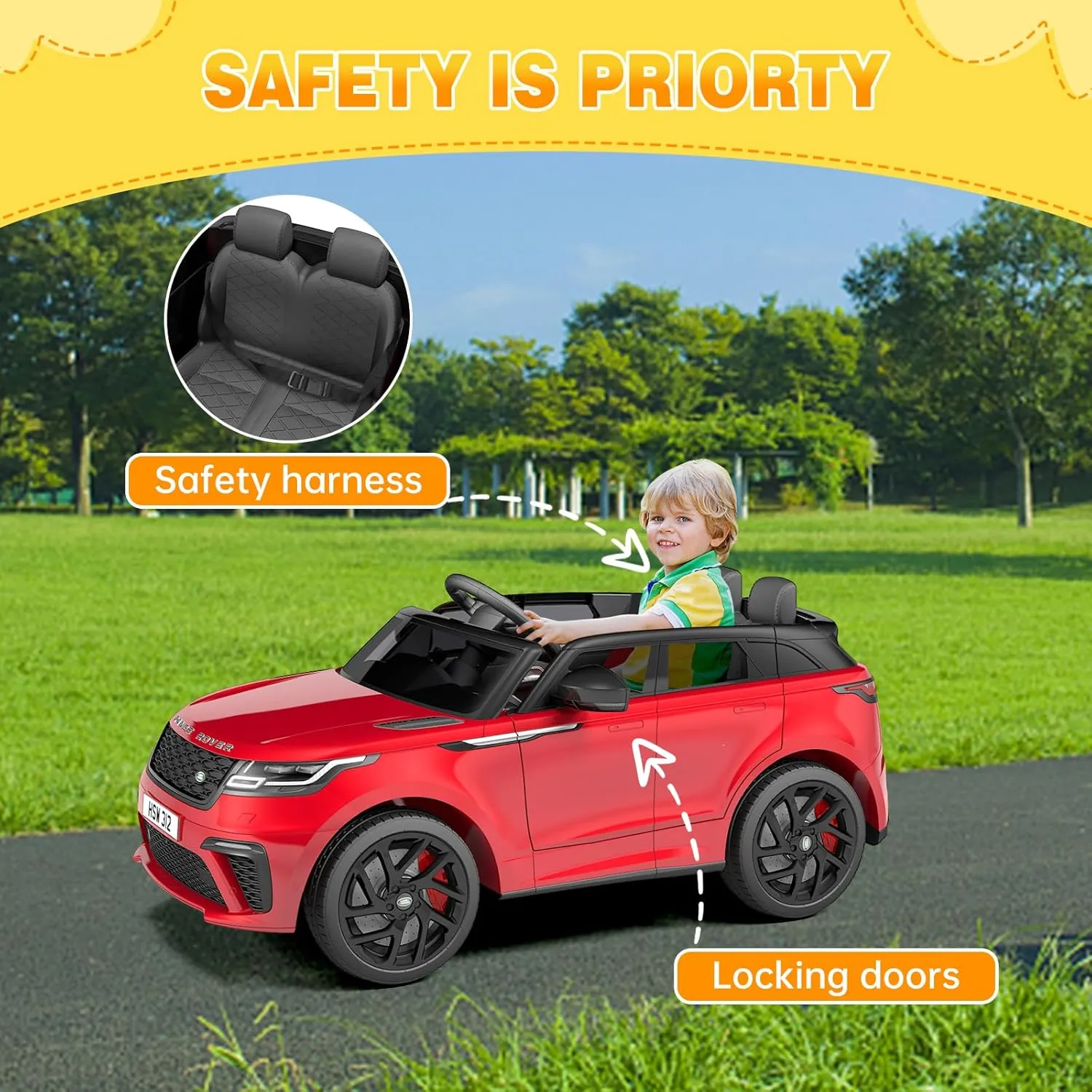 Garvee Kids Electric Car with Remote Control, Licensed Land Rover Ride On Truck Toy for Ages 37 Months  w/Parent Remote, Rocking Mode, MP3 Player & Safety Belt | Birthday/Xmas Gift
