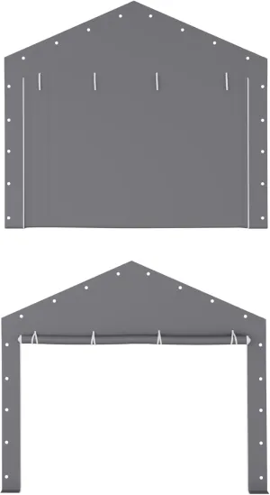 GarveeLife 2 Pcs Zipper Doors Portable Carport Windproof Heavy-Duty Garage Top Tent Shelter Tarp Waterproof & UV Protected Replacement 13' x 20' - 13' x 25' (Doors ONLY) Gray