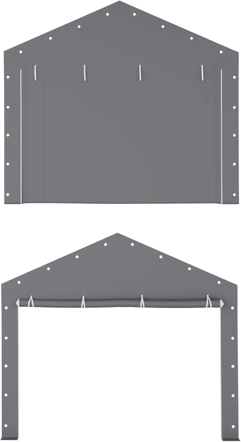 GarveeLife 2 Pcs Zipper Doors Portable Carport Windproof Heavy-Duty Garage Top Tent Shelter Tarp Waterproof & UV Protected Replacement 13' x 20' - 13' x 25' (Doors ONLY) Gray
