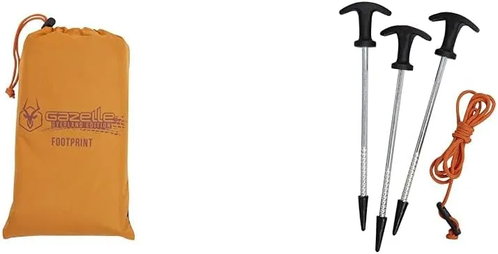 Gazelle TentsTM T4 Plus/T8 Tent 300D Waterproof Ground Tarp, Stakes, Guy-Lines, Carry Bags, GA100, GA103