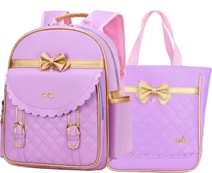 Gazigo Children Princess Waterproof PU Backpack for Girls Elementary School Girl Bookbags