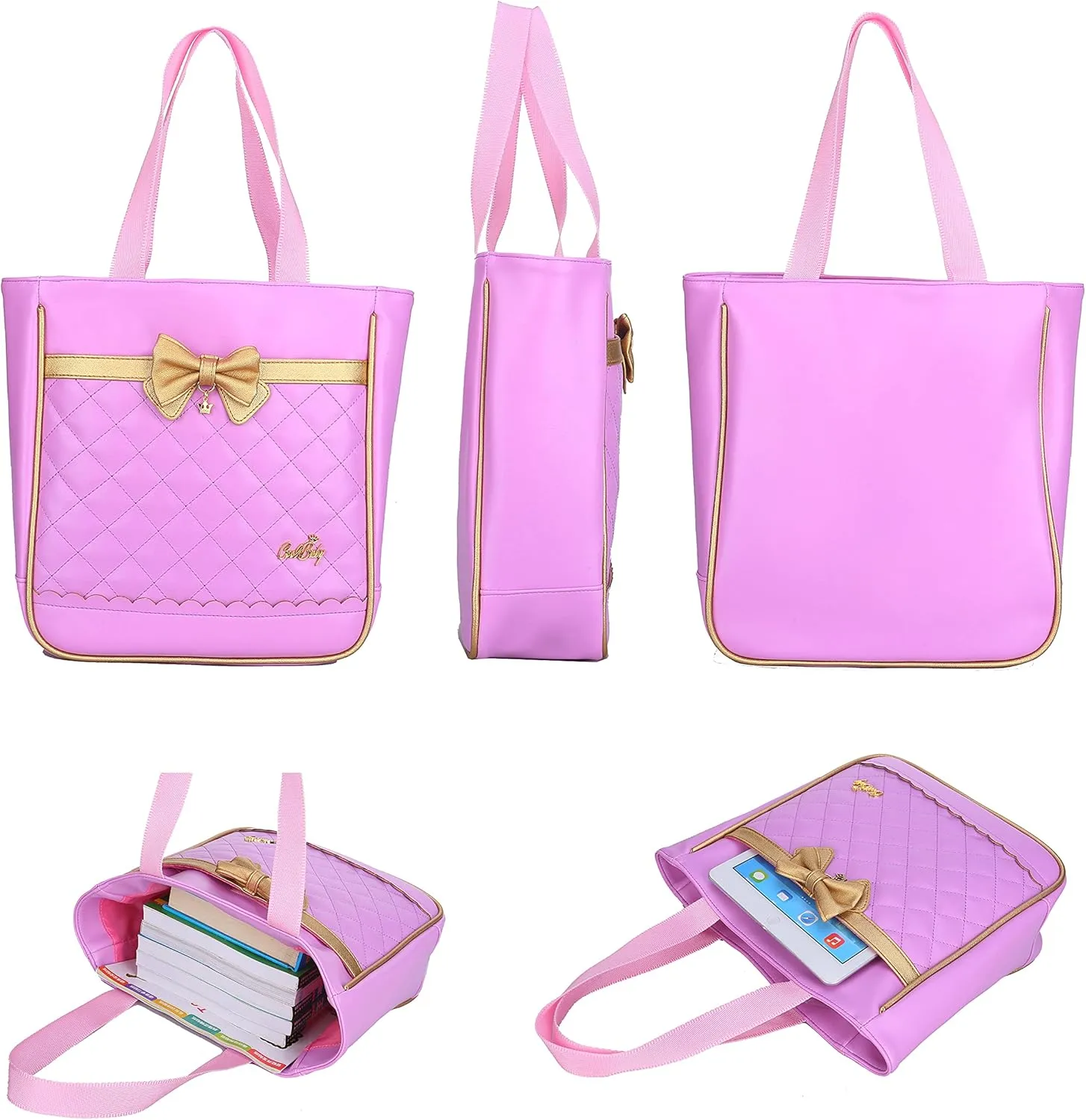 Gazigo Children Princess Waterproof PU Backpack for Girls Elementary School Girl Bookbags