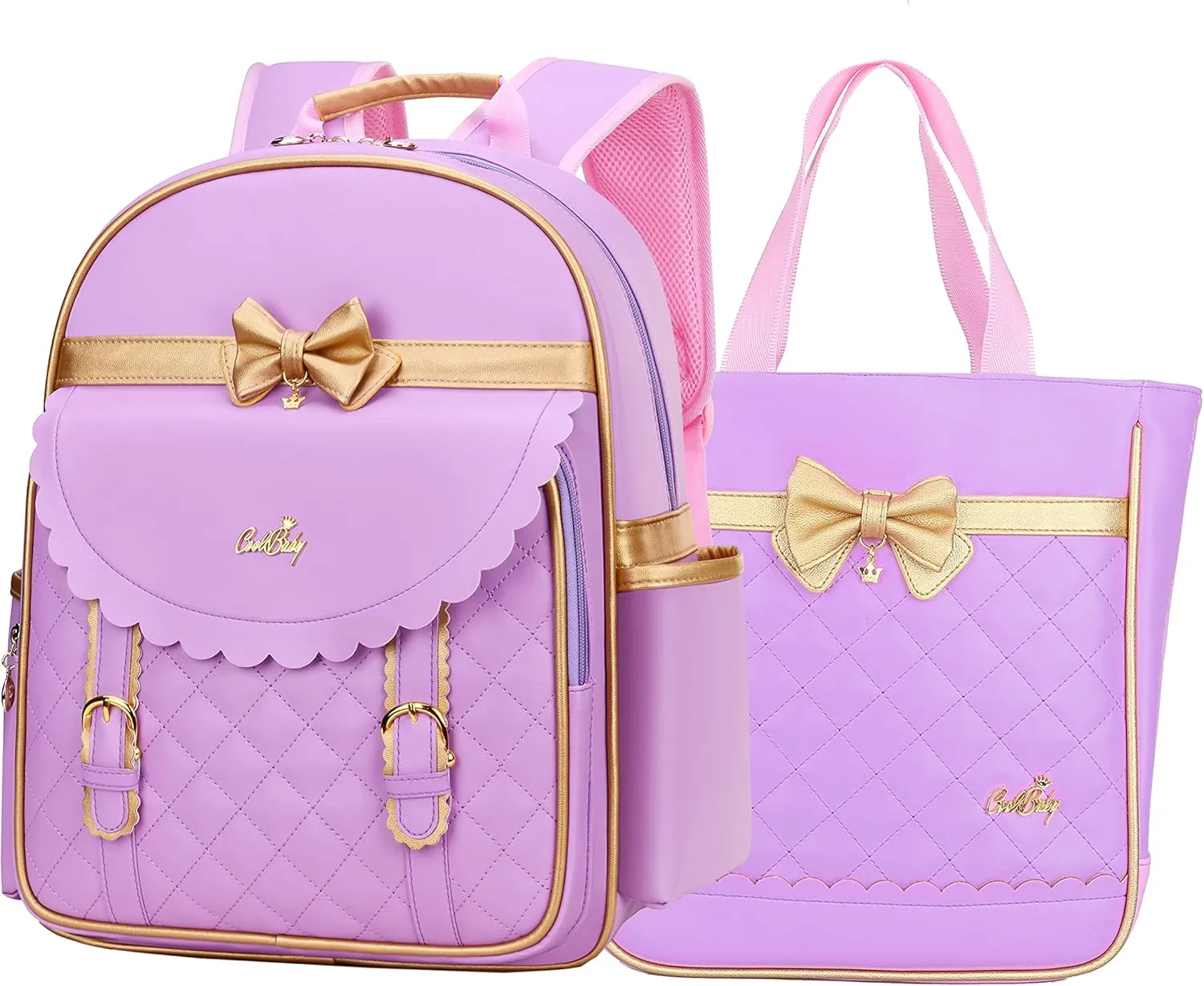Gazigo Children Princess Waterproof PU Backpack for Girls Elementary School Girl Bookbags