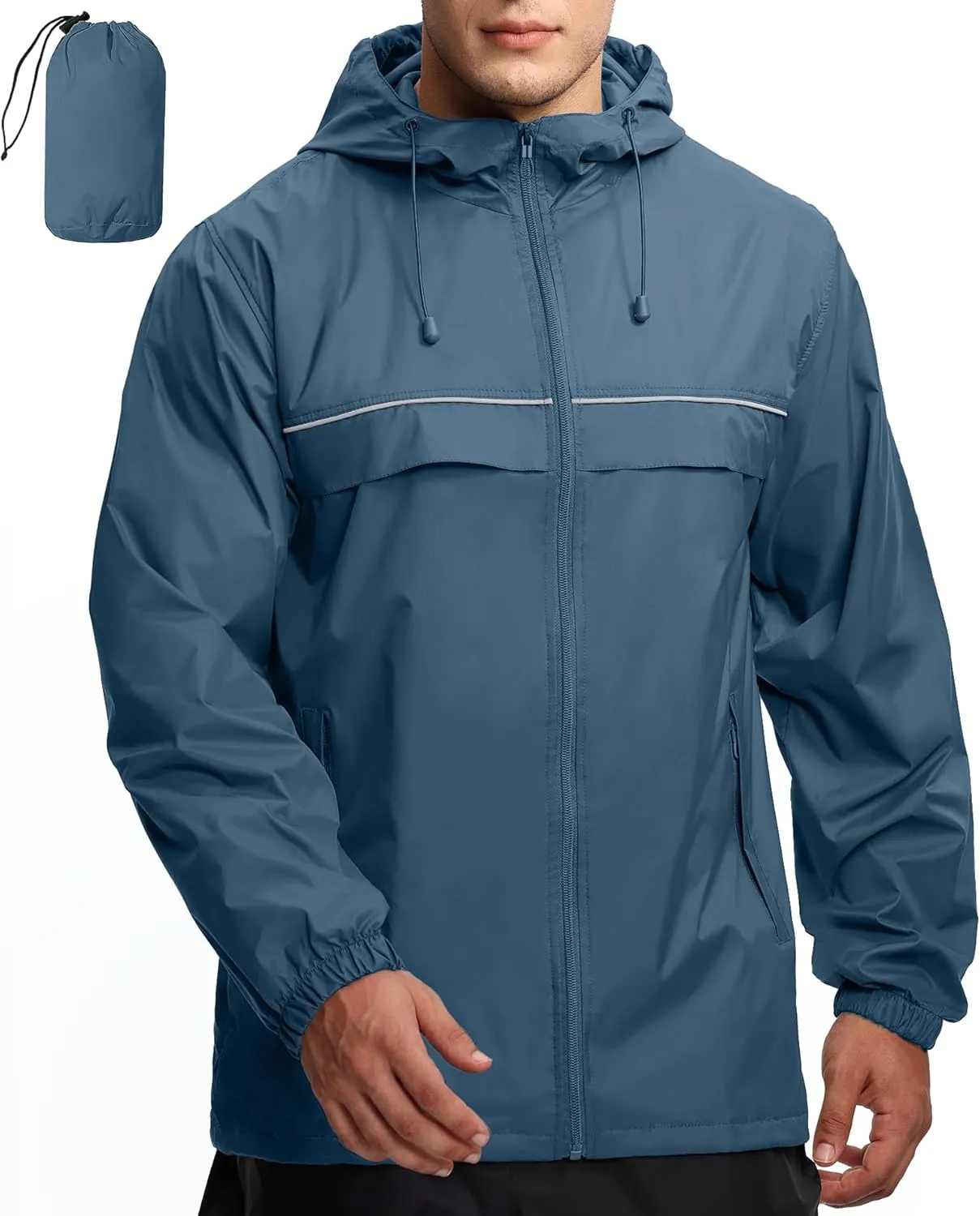 GEEK LIGHTING Mens Waterproof Hooded Rain Jacket Lightweight Raincoat for Outdoor Hiking Running Travel