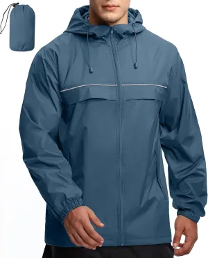 GEEK LIGHTING Mens Waterproof Hooded Rain Jacket Lightweight Raincoat for Outdoor Hiking Running Travel