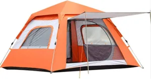GeRRiT Full Waterproof Holiday Family Tent for 3-4 Persons, Pop Up Tent Waterproof Sun Shade Anti UV for Beach/Hiking/Backpacking/Fishing Instant 4 Season Sun Shelter, Orange