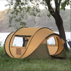 GERRIT Pop Up Tent Instant Tent, 3-4 Person Camping Tent, Family Simple Waterproof Tent, Suitable for 3 Seasons (Color : Khaki)