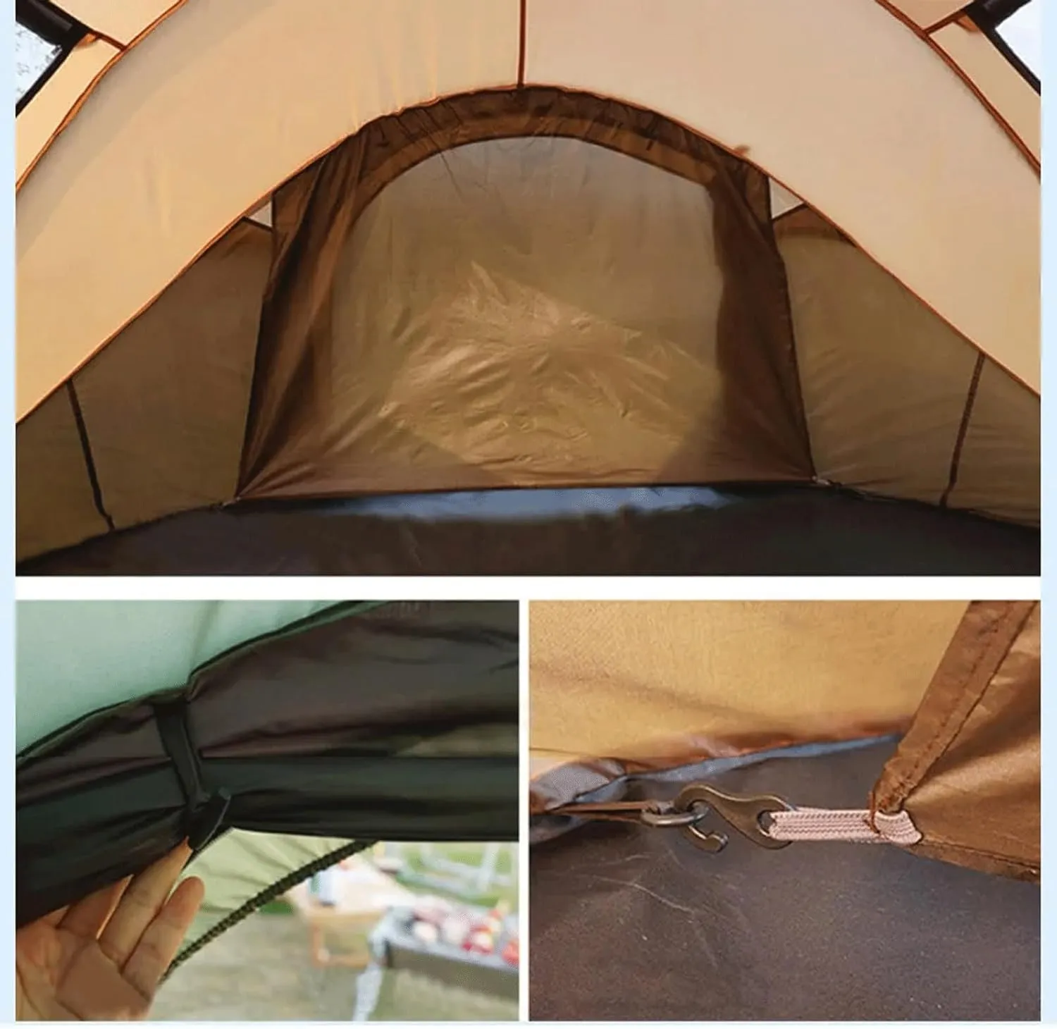 GERRIT Pop Up Tent Instant Tent, 3-4 Person Camping Tent, Family Simple Waterproof Tent, Suitable for 3 Seasons (Color : Khaki)