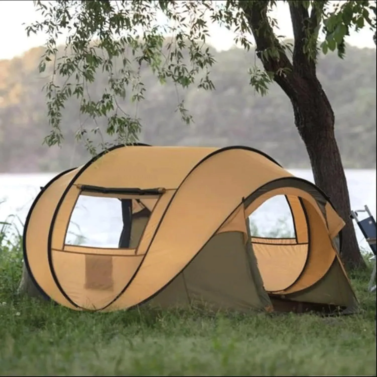 GERRIT Pop Up Tent Instant Tent, 3-4 Person Camping Tent, Family Simple Waterproof Tent, Suitable for 3 Seasons (Color : Khaki)