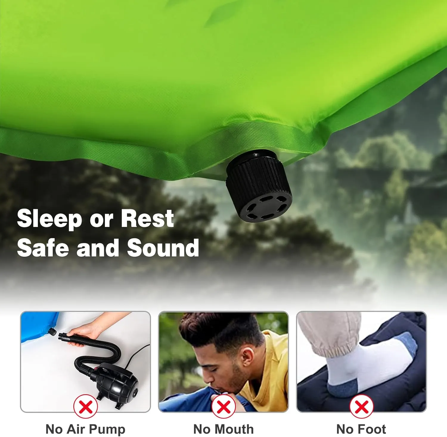Giantex Camping Sleeping Pad, Self Inflating Mat w/Sponge, Waterproof Camping Air Mattress w/Carrying Bag for Tent, Lightweight Backpacking Sleeping Pad for Outdoor Hiking Travelling Road Trip, Green