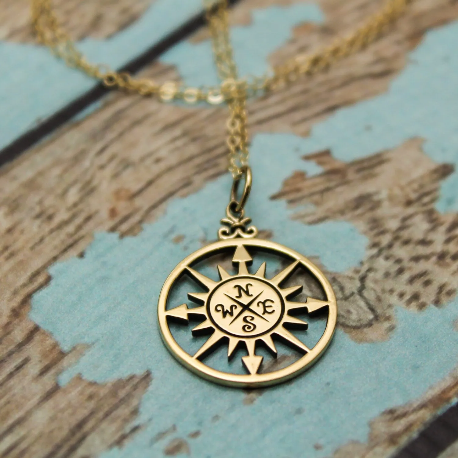 Gold Compass Necklace