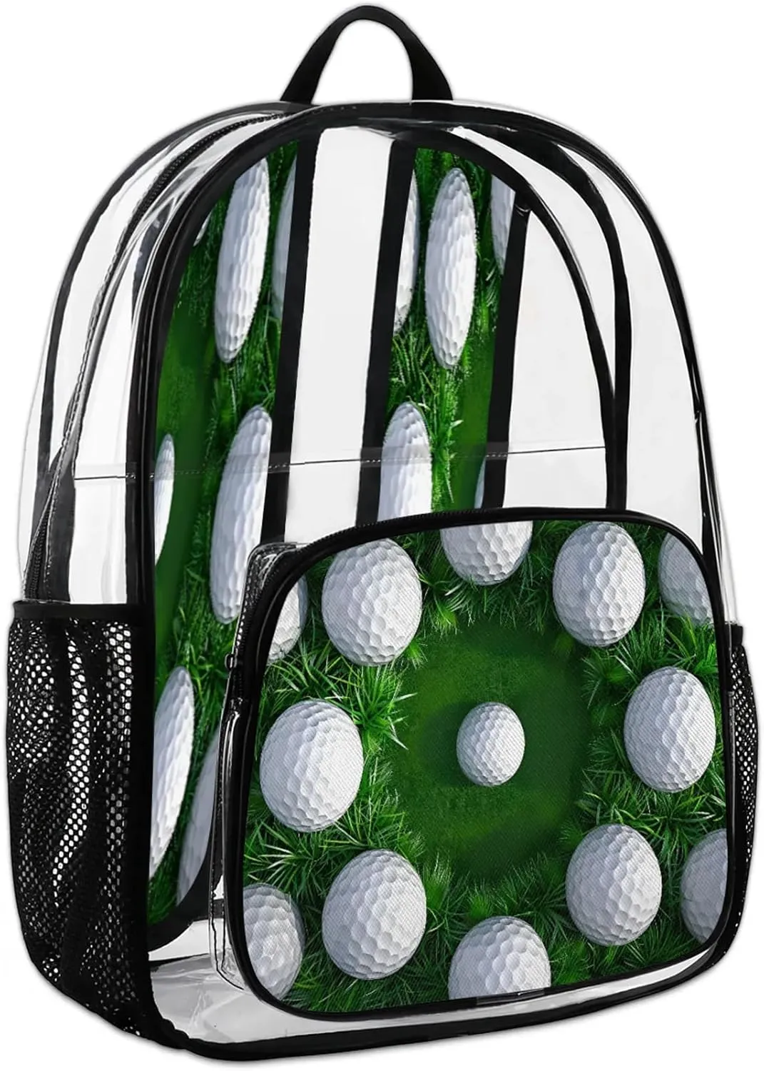 Golf Ball Clear Backpack PVC Waterproof Transparent Backpack Heavy Duty See Through Backpacks with Reinforced Strap for Travel Outdoor Concert Work