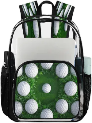 Golf Ball Clear Backpack PVC Waterproof Transparent Backpack Heavy Duty See Through Backpacks with Reinforced Strap for Travel Outdoor Concert Work