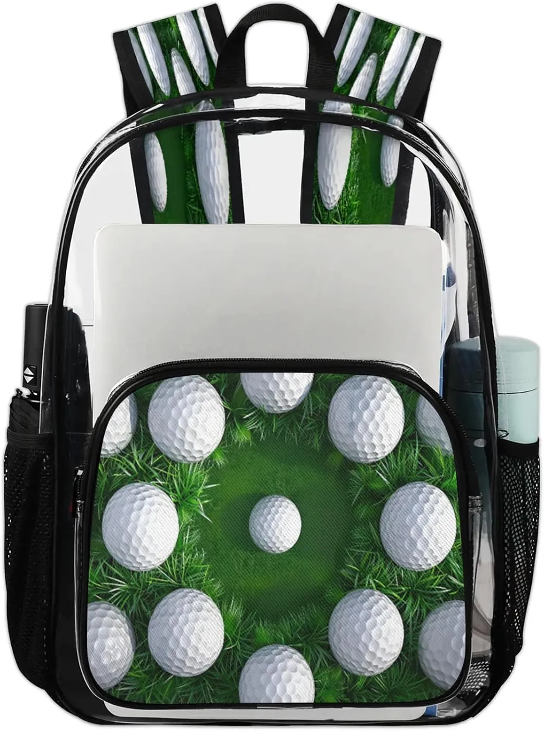 Golf Ball Clear Backpack PVC Waterproof Transparent Backpack Heavy Duty See Through Backpacks with Reinforced Strap for Travel Outdoor Concert Work
