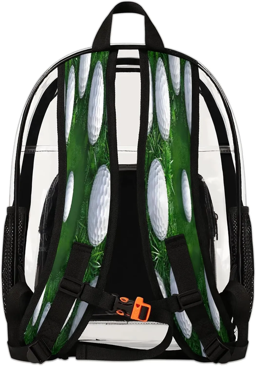 Golf Ball Clear Backpack PVC Waterproof Transparent Backpack Heavy Duty See Through Backpacks with Reinforced Strap for Travel Outdoor Concert Work