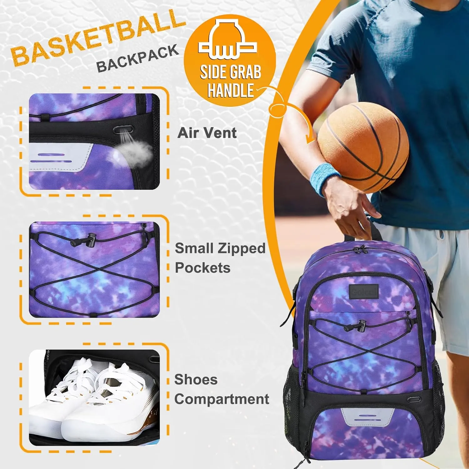 Goloni Soccer Backpack,Basketball Backpack with Ball Compartment & Shoe Compartment,Backpack for Basketball,Soccer
