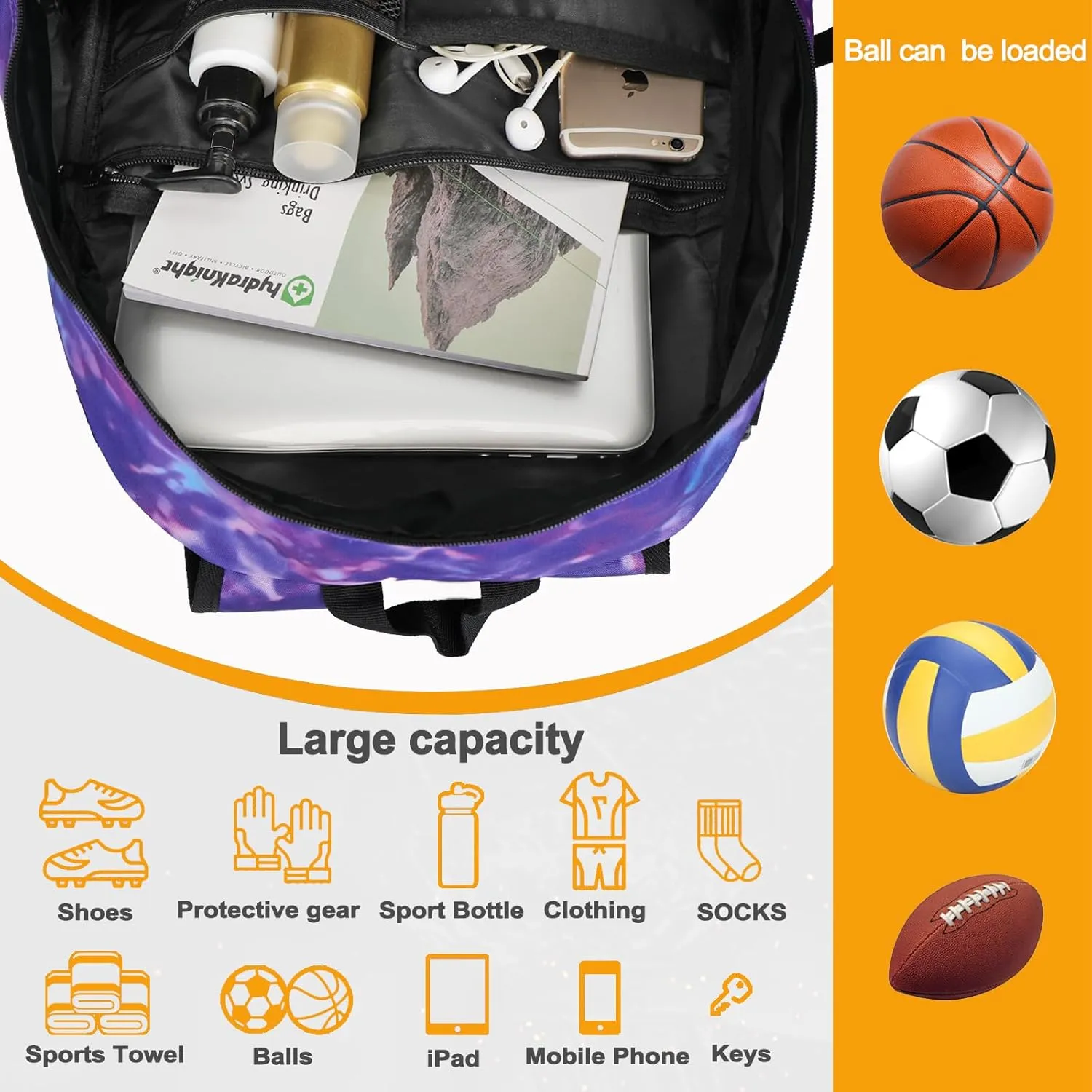 Goloni Soccer Backpack,Basketball Backpack with Ball Compartment & Shoe Compartment,Backpack for Basketball,Soccer