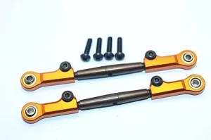 GPM For HPI Bullet Nitro 3.0 Upgrade Parts Spring Steel Front Adjustable Tie Rod With Aluminum Ends (4mm Anti Cross-Thread, To Extend 73mm-80mm) - 1Pr Set Gold