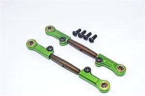 GPM For HPI Bullet Nitro 3.0 Upgrade Parts Spring Steel Front Adjustable Tie Rod With Aluminum Ends (4mm Anti Cross-Thread, To Extend 73mm-80mm) - 1Pr Set Green