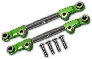 GPM For Losi 1/18 Mini-T 2.0 2WD Stadium Truck Upgrade Parts Aluminum   Stainless Steel Rear Upper Arm Tie Rod - 6Pc Set Green