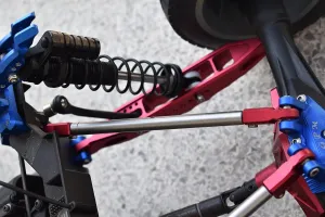GPM For Losi 1/6 Super Baja Rey 4X4 Desert Truck Upgrade Parts Stainless Steel Adjustable Rear Upper Chassis Link Tie Rods With Aluminum Ends - 2Pc Set Red