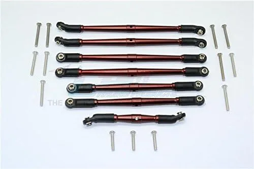 GPM For Traxxas TRX-4 Trail Defender Crawler Upgrade Parts Aluminum Adjustable Upper & Lower Suspension Links - 7Pcs Set Brown