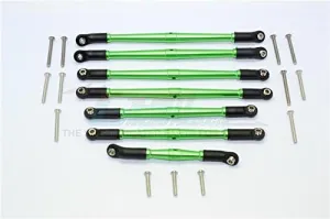 GPM for Traxxas TRX-4 Trail Defender Crawler Upgrade Parts Aluminum Adjustable Upper & Lower Suspension Links - 7Pcs Set Green