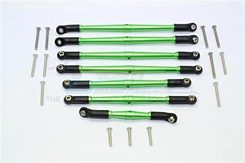 GPM for Traxxas TRX-4 Trail Defender Crawler Upgrade Parts Aluminum Adjustable Upper & Lower Suspension Links - 7Pcs Set Green