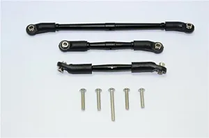 GPM For Traxxas TRX-4 Trail Defender Crawler Upgrade Parts Aluminum Front Adjustable Steering Link & Suspension Link - 3Pcs Set Black