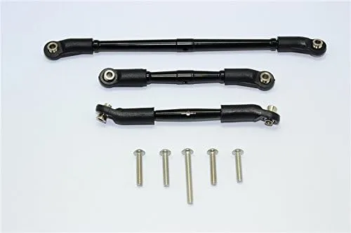GPM For Traxxas TRX-4 Trail Defender Crawler Upgrade Parts Aluminum Front Adjustable Steering Link & Suspension Link - 3Pcs Set Black