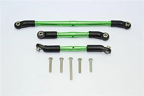 GPM For Traxxas TRX-4 Trail Defender Crawler Upgrade Parts Aluminum Front Adjustable Steering Link & Suspension Link - 3Pcs Set Green