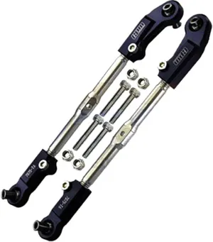 GPM Upgrades Aluminum 7075-T6 Stainless Steel Adjustable Front Steering Tie Rod for 1/8 4WD Kraton 6S BLX (ARA106040T1) RC Cars (Black)