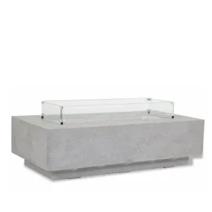 Gravelstone - Rectangular Fire Table With Glass Surround - Pearl Silver