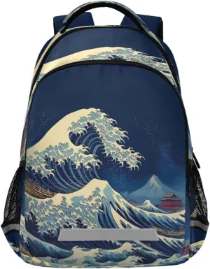 Great Wave Design Waterproof Backpack - Casual Outdoor Sports Daypack with Ergonomic Shoulder Straps#721
