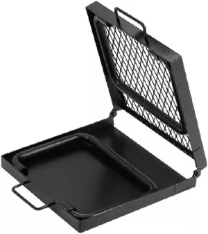 Grill Portable Camping Grate Campfire Cooking Folding Fire BBQ Over Steel Swivel