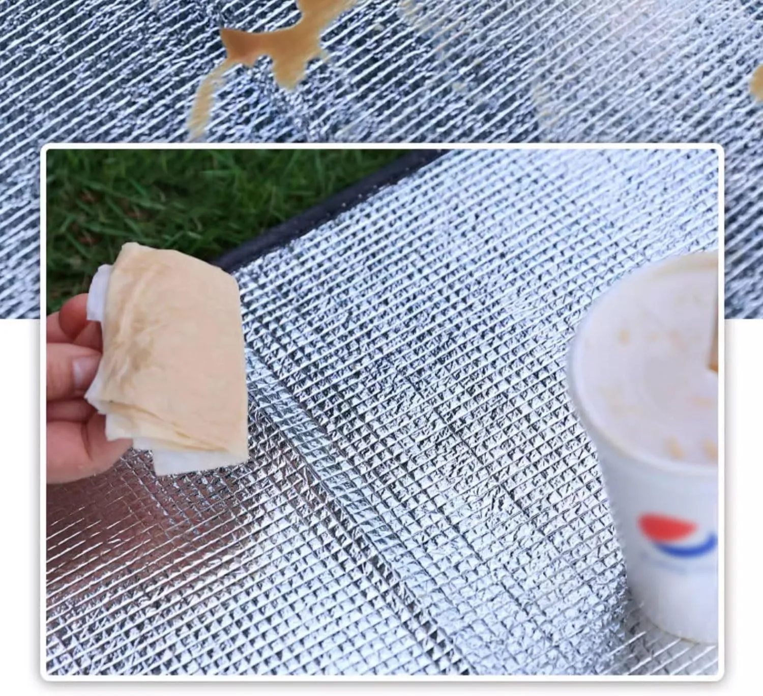 Ground Mat Camping Aluminum Sleeping Foam Mat with Storage Bag 200 X 150 cm Insulating Thermal Waterproof Mat Foldable Double-Sided Tent Pad Ultralight Floor Mat of Aluminum Foil